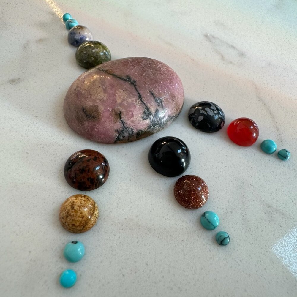 Jewelry Making Cabochon Lot with Turquoise, Carnelian, Jasper, and More
